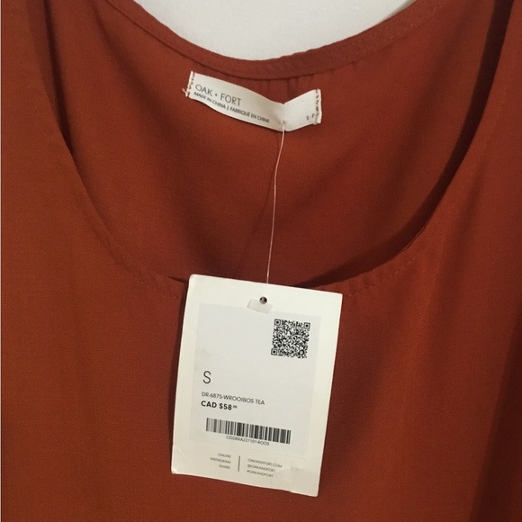 Oak + Fort Burnt Orange Midi dress with pockets- size Small NWT - Picture 2 of 3
